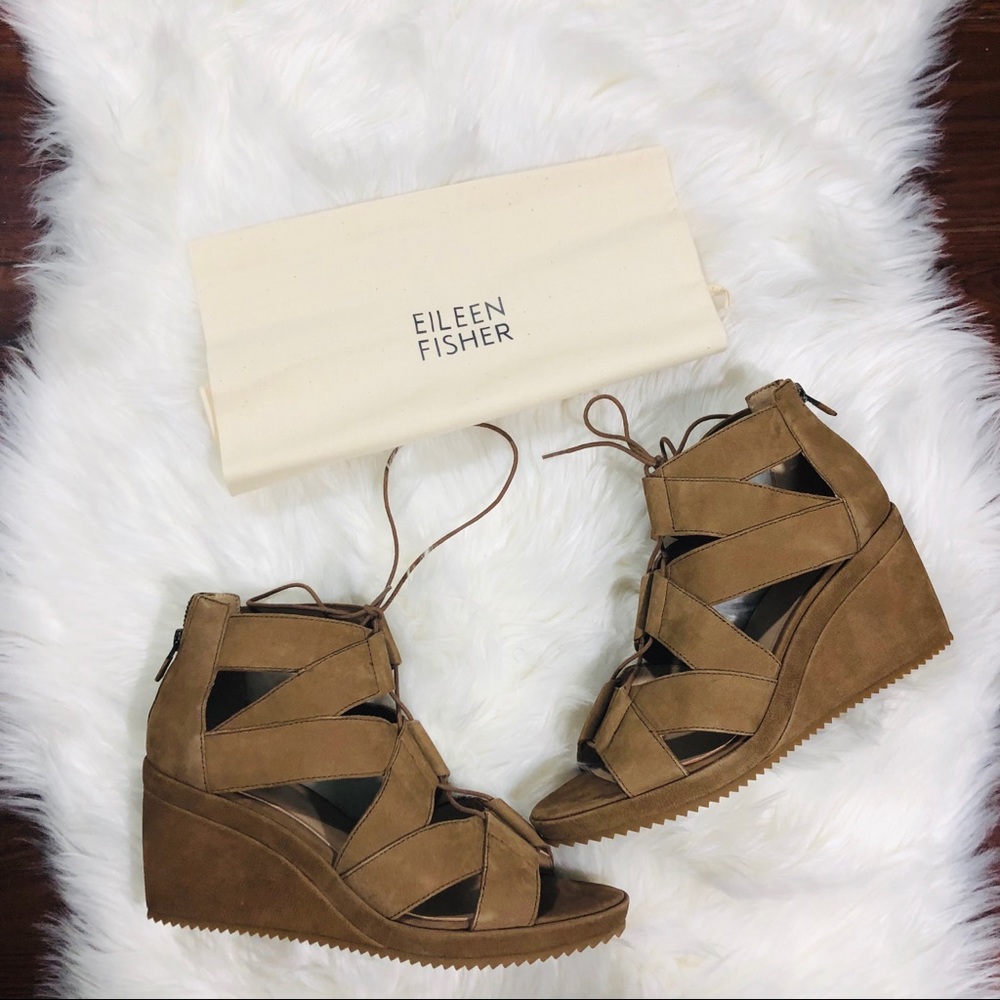 Womens Eileen Fisher Dibs Lace Up Suede Sandals
